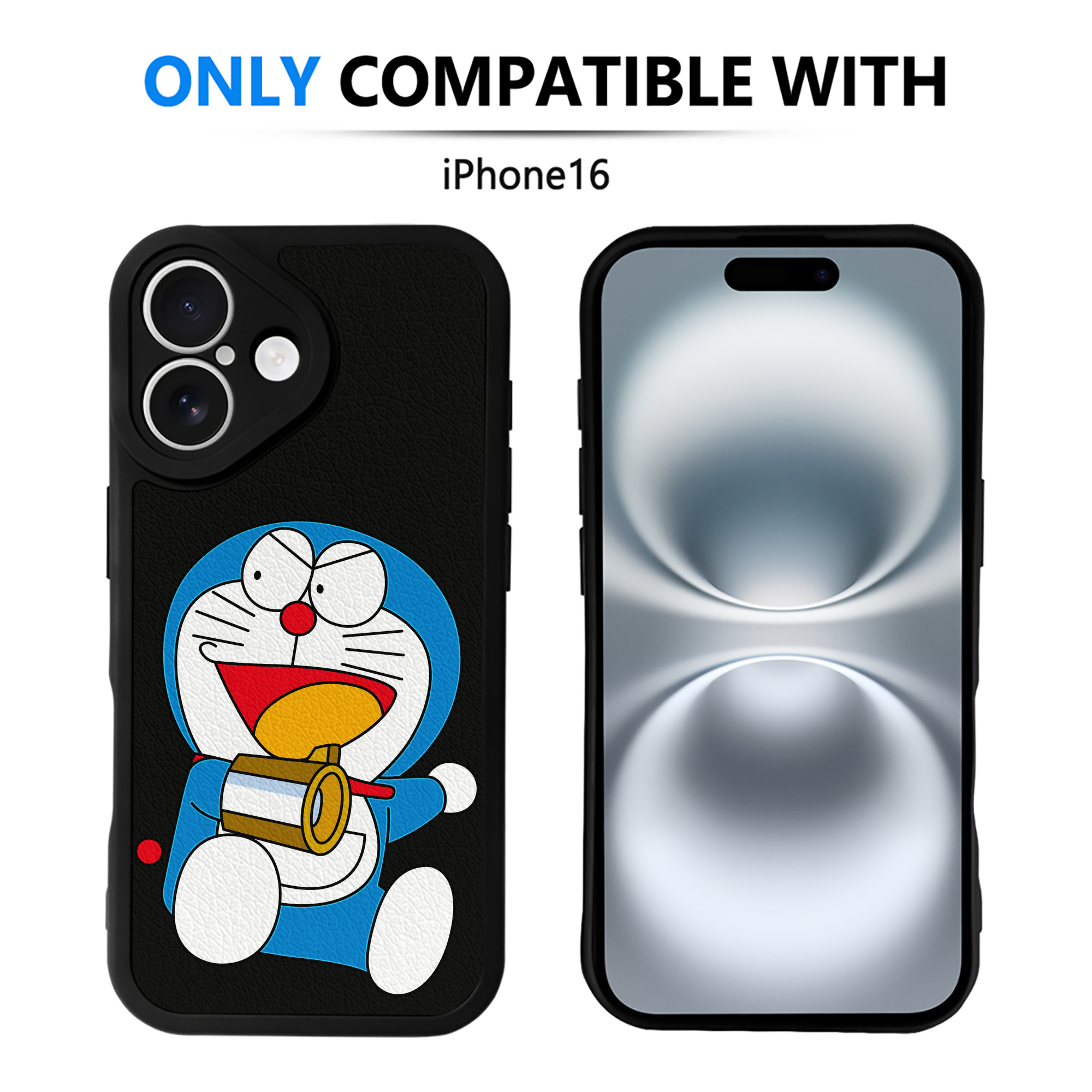 （画像用） ドラえもん Doraemon 【iPhone 16シリーズ対応】シリコンスマホケース（レザー調） 材質：シリコン